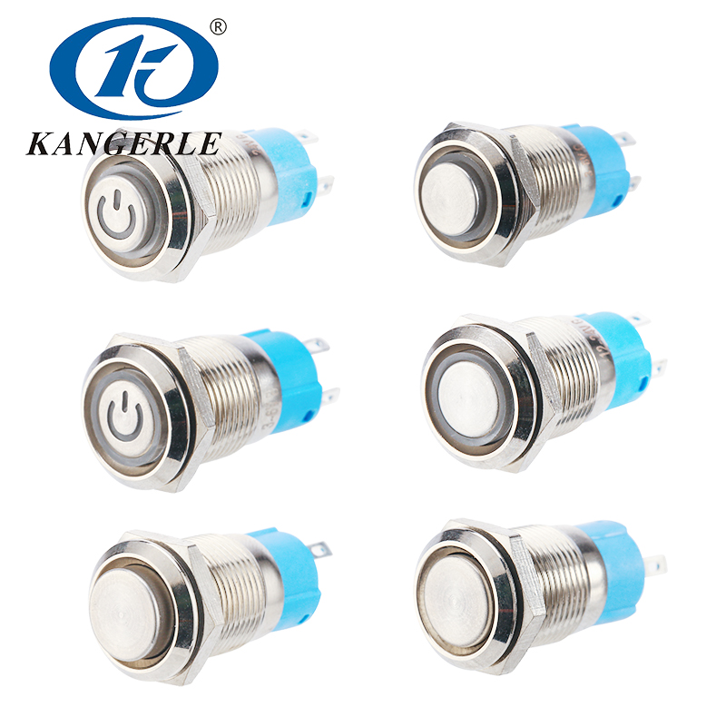 12MM金屬按鈕開關自復自鎖防水帶燈